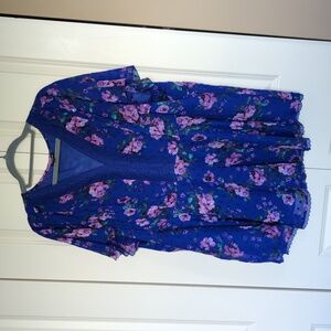 TORRID Blue Floral Chiffon Top SIZE 4
